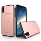 For iPhone X / XS TPU + PC Dropproof Protective Back Cover Case with Card Slot(Rose Gold) - 1