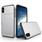 For iPhone X / XS TPU + PC Dropproof Protective Back Cover Case with Card Slot(Silver) - 1