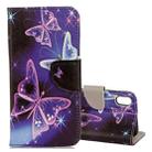For iPhone X / XS Purple Crystal Butterflies Pattern Horizontal Flip Leather Case with Holder & Card Slots & Wallet - 1