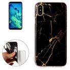For iPhone X / XS Black Marble Pattern TPU Shockproof Protective Back Cover Case - 1