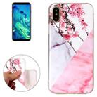 For iPhone X / XS Cherry Pink White Marble Pattern TPU Shockproof Protective Back Cover Case - 1