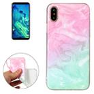 For iPhone X / XS Pink Green Marble Pattern TPU Shockproof Protective Back Cover Case - 1