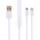 USB Male to 8 Pin + USB-C / Type-C Male Interface TPE Fast Charge Data Cable, Length: 1.2m (White) - 1