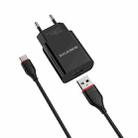 BOROFONE BA20A 2.1A Sharp Single Port Charger Power Adapter Set with USB-C / Type-C Charging Cable, EU Plug(Black) - 1