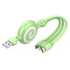 SJX-CB04 5A USB to 8 Pin + USB-C / Type-C + Micro USB 3 in 1 Retractable Fast Charging Data Cable(Green) - 1