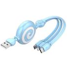 SJX-CB04 5A USB to 8 Pin + USB-C / Type-C + Micro USB 3 in 1 Retractable Fast Charging Data Cable(Blue) - 1