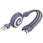 SJX-CB04 5A USB to 8 Pin + USB-C / Type-C + Micro USB 3 in 1 Retractable Fast Charging Data Cable(Purple) - 1