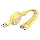 SJX-CB04 5A USB to 8 Pin + USB-C / Type-C + Micro USB 3 in 1 Retractable Fast Charging Data Cable(Yellow) - 1