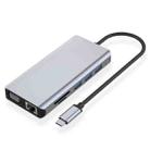 12 in 1 RJ45 + 100W PD + SD/TF + USB3.0x5+ HDMI + VGA + 3.5mm AUX to Type-C HUB Adapter - 1