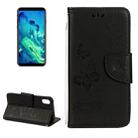 For iPhone X / XS Pressed Flowers Butterfly Pattern Horizontal Flip Leather Case with Holder & Card Slots & Wallet & Lanyard(Black) - 1