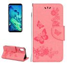 For iPhone X / XS Pressed Flowers Butterfly Pattern Horizontal Flip Leather Case with Holder & Card Slots & Wallet & Lanyard(Pink) - 1