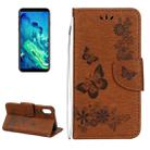 For iPhone X / XS Pressed Flowers Butterfly Pattern Horizontal Flip Leather Case with Holder & Card Slots & Wallet & Lanyard(Brown) - 1