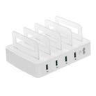 659Q 80W 4 Ports QC3.0 Fast Charging Dock USB Smart Charger with Phone & Tablet Holder, US Plug(White) - 1