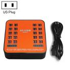 WLX-840 200W 40 Ports USB Digital Display Smart Charging Station AC100-240V, US Plug (Black+Orange) - 1