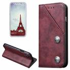 For iPhone X / XS Bronze Texture Casual Style with Absorption Horizontal Flip Leather Case with Holder & Card Slots (Red) - 1