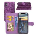 For iPhone X / XS Leopard Pattern Horizontal Flip Leather Case with Holder & Card Slots & Wallet & Photo Frame & Lanyard(Purple) - 1