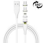 1m 3A Max USB to 8 Pin + USB-C / Type-C + Micro USB 540 Degree Rotating Magnetic Charging Cable (White) - 1