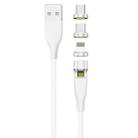 1m 3A Max USB to 8 Pin + USB-C / Type-C + Micro USB 540 Degree Rotating Magnetic Charging Cable (White) - 2