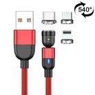 1m 3A Output 3 in 1 USB to 8 Pin + USB-C / Type-C + Micro USB 540 Degree Rotating Magnetic Data Sync Charging Cable(Red) - 1