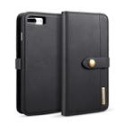 DG.MING Lambskin Detachable Horizontal Flip Magnetic Case for iPhone 8 Plus & 7 Plus, with Holder & Card Slots & Wallet(Black) - 1