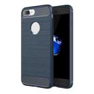 For iPhone 8 Plus Brushed Texture Fiber TPU Rugged Armor Protective Case(Dark Blue) - 1