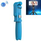 2 in 1 Foldable Bluetooth Shutter Remote Selfie Stick Tripod for iPhone and Android Phones(Blue) - 1