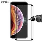 For iPhone X / XS 2pcs ENKAY Hat-Prince 0.2mm 9H 2.5D Full Screen Tempered Glass Film(Black) - 1