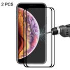 For iPhone XS Max 2pcs ENKAY Hat-Prince 0.2mm 9H 2.5D Full Screen Tempered Glass Film(Black) - 1