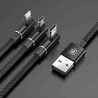 Baseus 1.2m 3.5A Braided 3 in 1 L-type Micro USB  And 8 Pin And Type-C Fast Charge Data Syn Cable(Black) - 1
