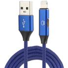 Multifunction 1m 3A 8 Pin Male & 8 Pin Female to USB Nylon Braided Data Sync Charging Audio Cable(Blue) - 1