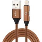 Multifunction 1m 3A 8 Pin Male & 8 Pin Female to USB Nylon Braided Data Sync Charging Audio Cable(Brown) - 1