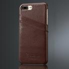 Fierre Shann Litchi Texture Genuine Leather Case for iPhone 8 Plus & 7 Plus, with Card Slots(Brown) - 1