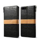 Splicing Color Crocodile Texture PU Horizontal Flip Leather Case for iPhone 7 Plus / 8 Plus, with Wallet & Holder & Card Slots & Lanyard (Black) - 1