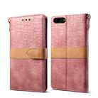 Splicing Color Crocodile Texture PU Horizontal Flip Leather Case for iPhone 7 Plus / 8 Plus, with Wallet & Holder & Card Slots & Lanyard (Pink) - 1