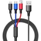 1.2m Nylon Weave 3 in 1 2.4A USB to Micro USB + 8 Pin + Type-C Charging Cable - 1