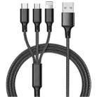 1.2m Nylon Weave 3 in 1 2.4A USB to Micro USB + 8 Pin + Type-C Charging Cable(Black) - 1