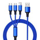 1.2m Nylon Weave 3 in 1 2.4A USB to Micro USB + 8 Pin + Type-C Charging Cable(Blue) - 1