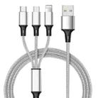 1.2m Nylon Weave 3 in 1 2.4A USB to Micro USB + 8 Pin + Type-C Charging Cable(Grey) - 1