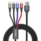 Baseus Rapid Series 4 in 1 1.2m 3.5A USB to 2 x USB-C / Type-C + 8Pin + Micro USB Cable, For iPhone, Galaxy, Huawei, Xiaomi, HTC, Sony and other Smartphones(Black) - 1