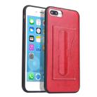 Fierre Shann Full Coverage Protective Leather Case for iPhone 8 Plus & 7 Plus, with Holder & Card Slot(Red) - 1