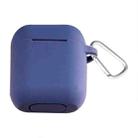 Thicken Cover Anti-drop Dust-proof Buckle Bluetooth Earphone Silicone Case for Apple Airpods(Dark Blue) - 1