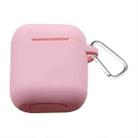 Thicken Cover Anti-drop Dust-proof Buckle Bluetooth Earphone Silicone Case for Apple Airpods(Pink) - 1