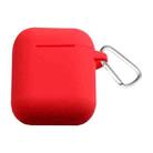Thicken Cover Anti-drop Dust-proof Buckle Bluetooth Earphone Silicone Case for Apple Airpods(Red) - 1