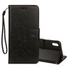 For iPhone XR Embossed Butterfly Pattern Horizontal Flip Leather Case with Card Slot & Holder & Wallet & Lanyard (Black) - 1