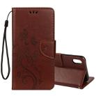 For iPhone XR Embossed Butterfly Pattern Horizontal Flip Leather Case with Card Slot & Holder & Wallet & Lanyard (Brown) - 1