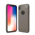 Brushed Texture Carbon Fiber Shockproof TPU Protective Back Case for iPhone XR(Grey) - 1