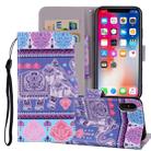 Elephant Pattern Colored Drawing Horizontal Flip Leather Case for    iPhone X / XS   , with Holder & Card Slots & Wallet & Lanyard - 1