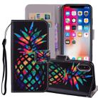 Colored Pineapple Pattern Colored Drawing Horizontal Flip Leather Case for    iPhone X / XS   , with Holder & Card Slots & Wallet & Lanyard - 1