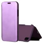 For iPhone X / XS Electroplating Mirror Horizontal Flip Leather Case with Holder(Purple) - 1