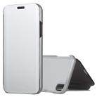 For iPhone X / XS Electroplating Mirror Horizontal Flip Leather Case with Holder(Silver) - 1